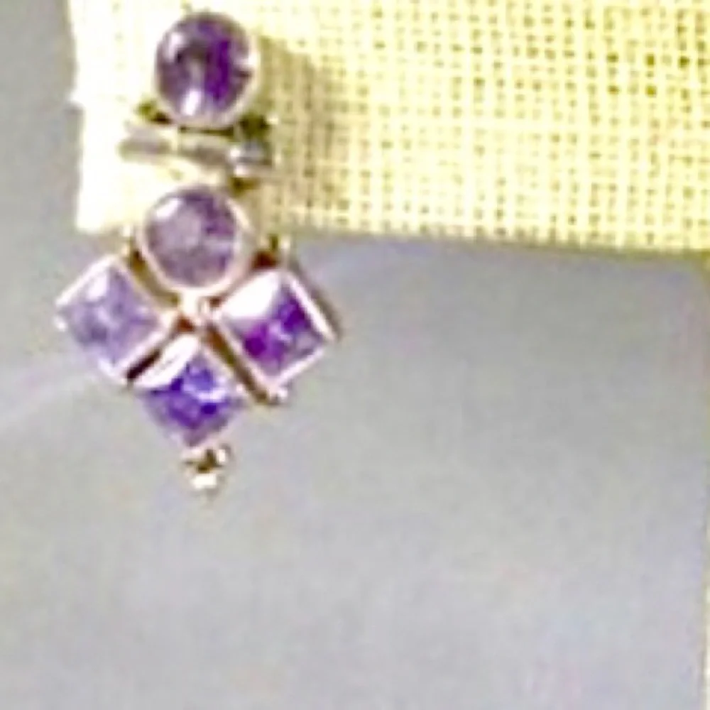 Vintage Amethyst 925 Sterling Silver Earrings - Picture 8 of 9